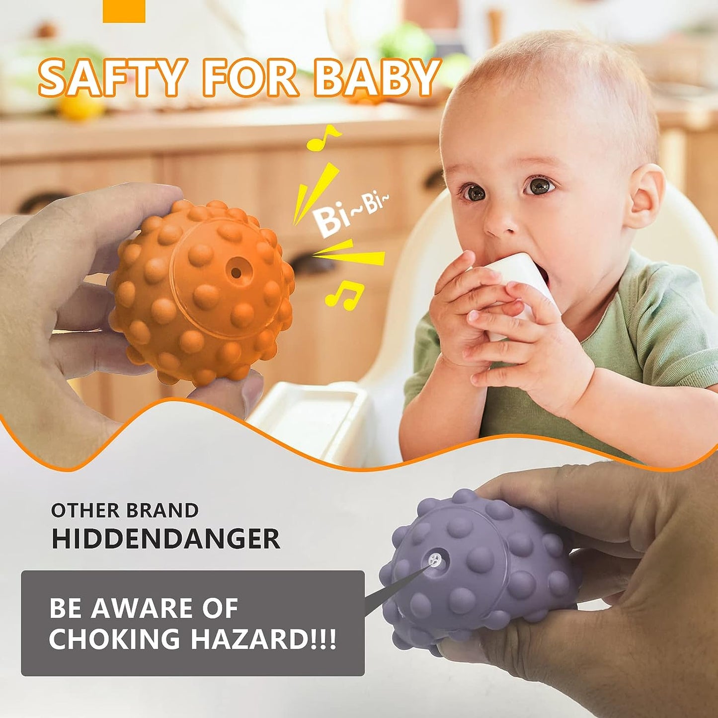 Montessori Sensory Wonder Ball for Babies and Toddlers - Safe, engaging sensory toy designed for fine motor skill development. Perfect for safe exploration and tactile stimulation in infants.