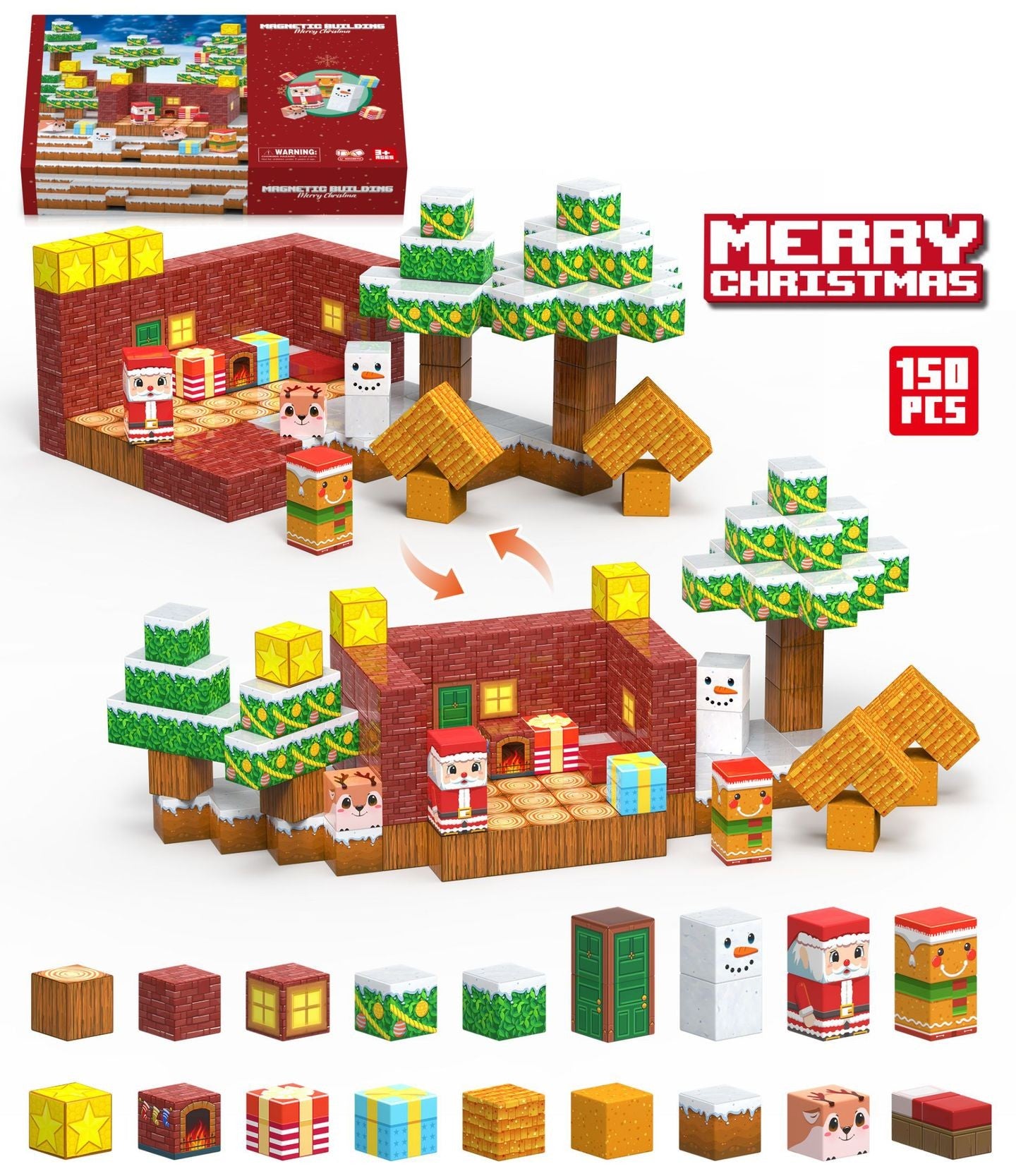 Montessori Christmas Magnetic Blocks