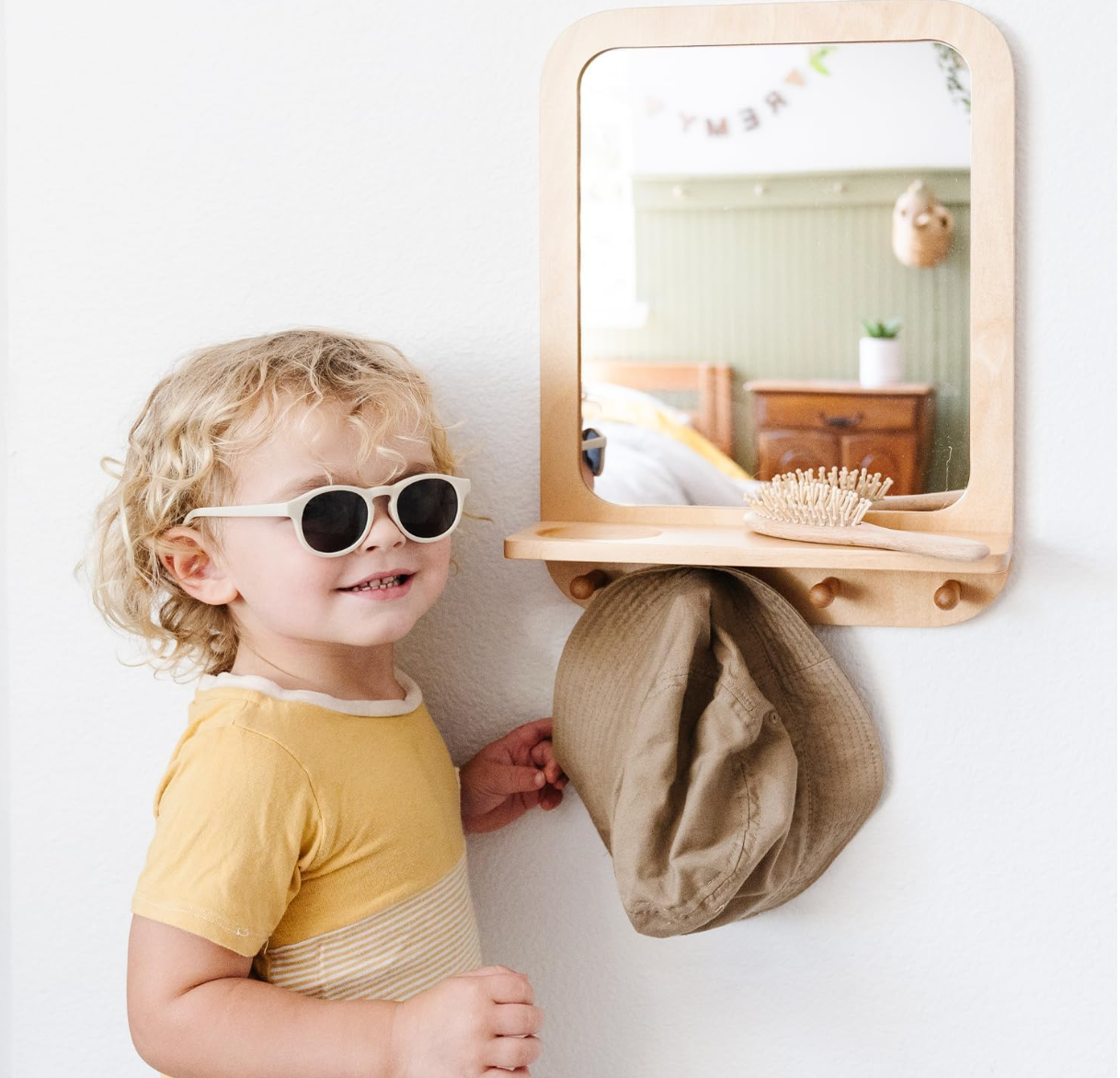 Montessori Wooden Acrylic Mirror for Toddlers
