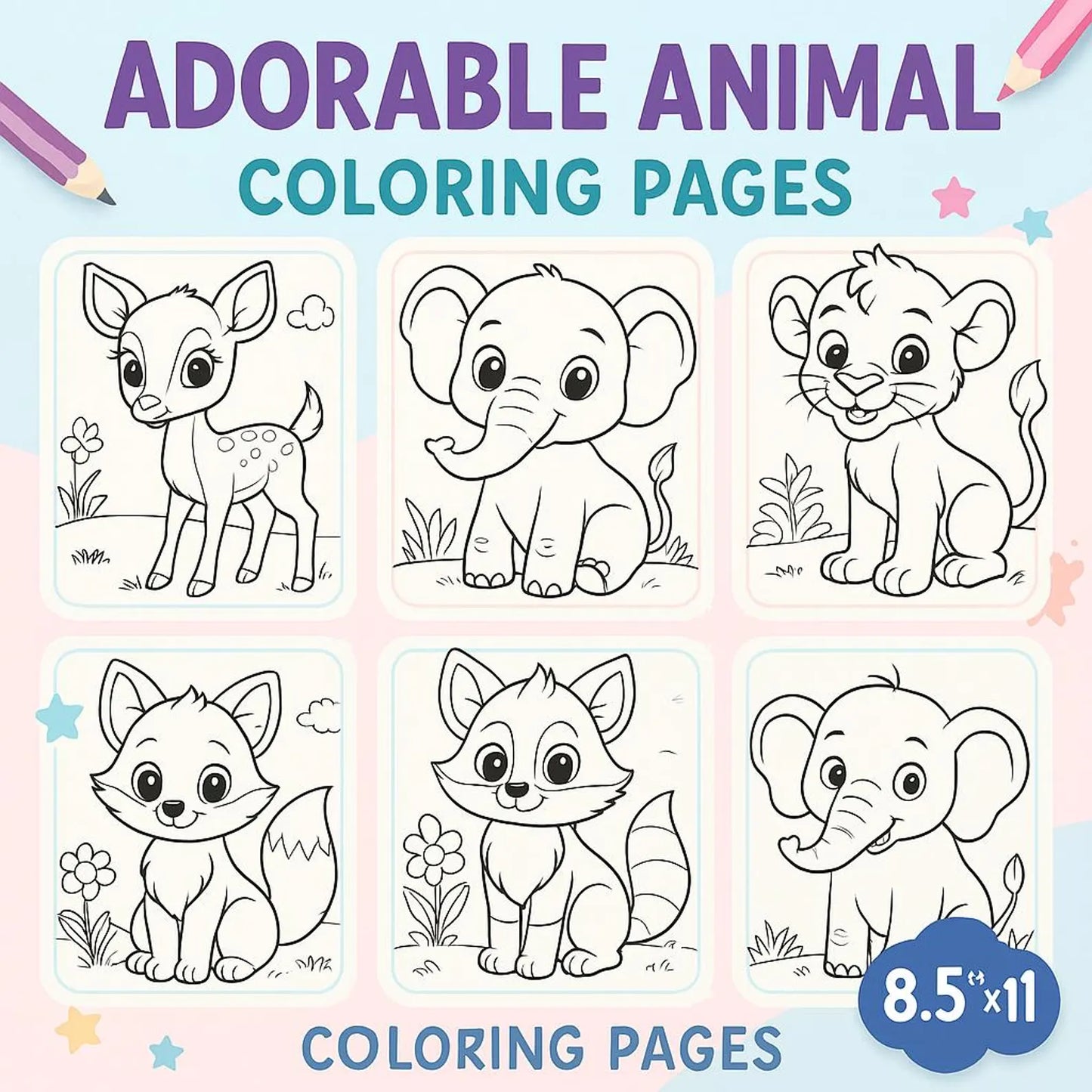 FREE 220+ Cute Animal Coloring Pages for Kids (Digital Download)