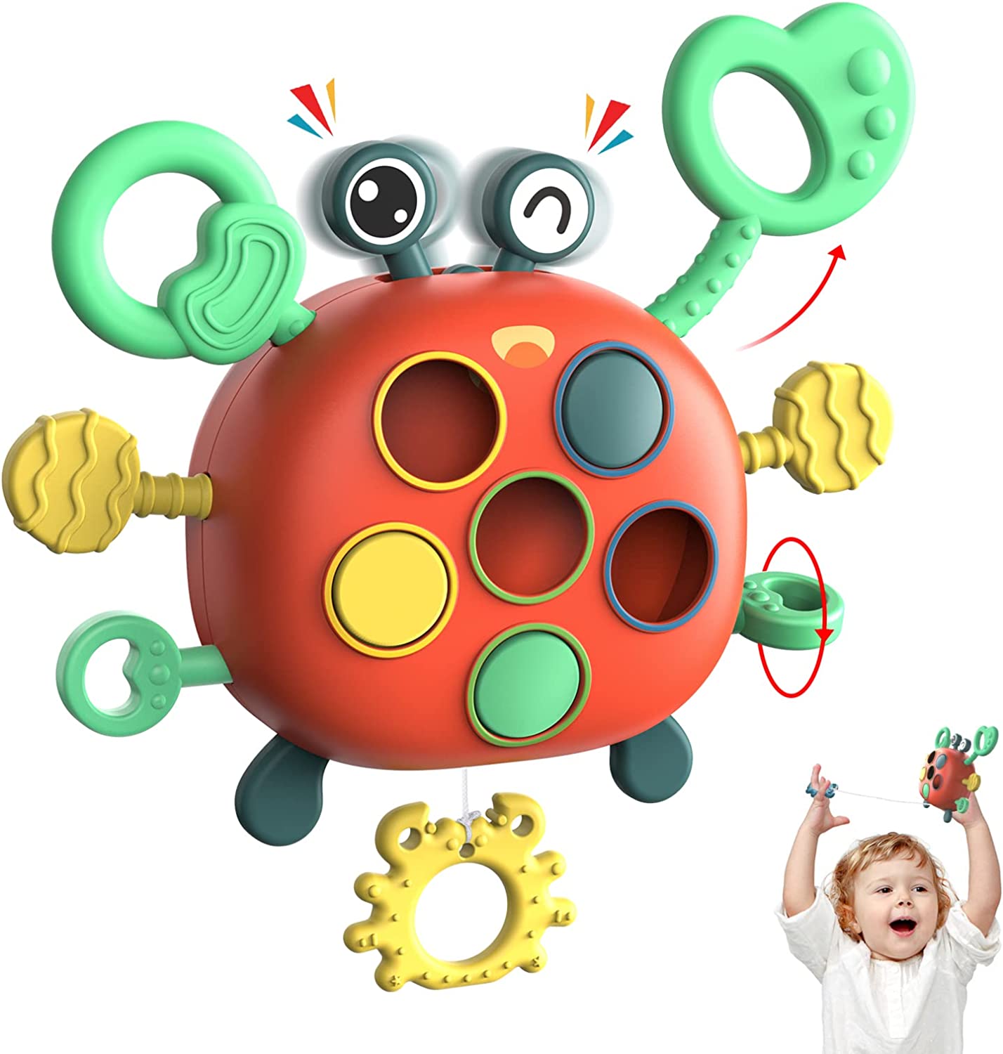 Colorful Montessori Crab Silicone Pulling Toy for toddlers