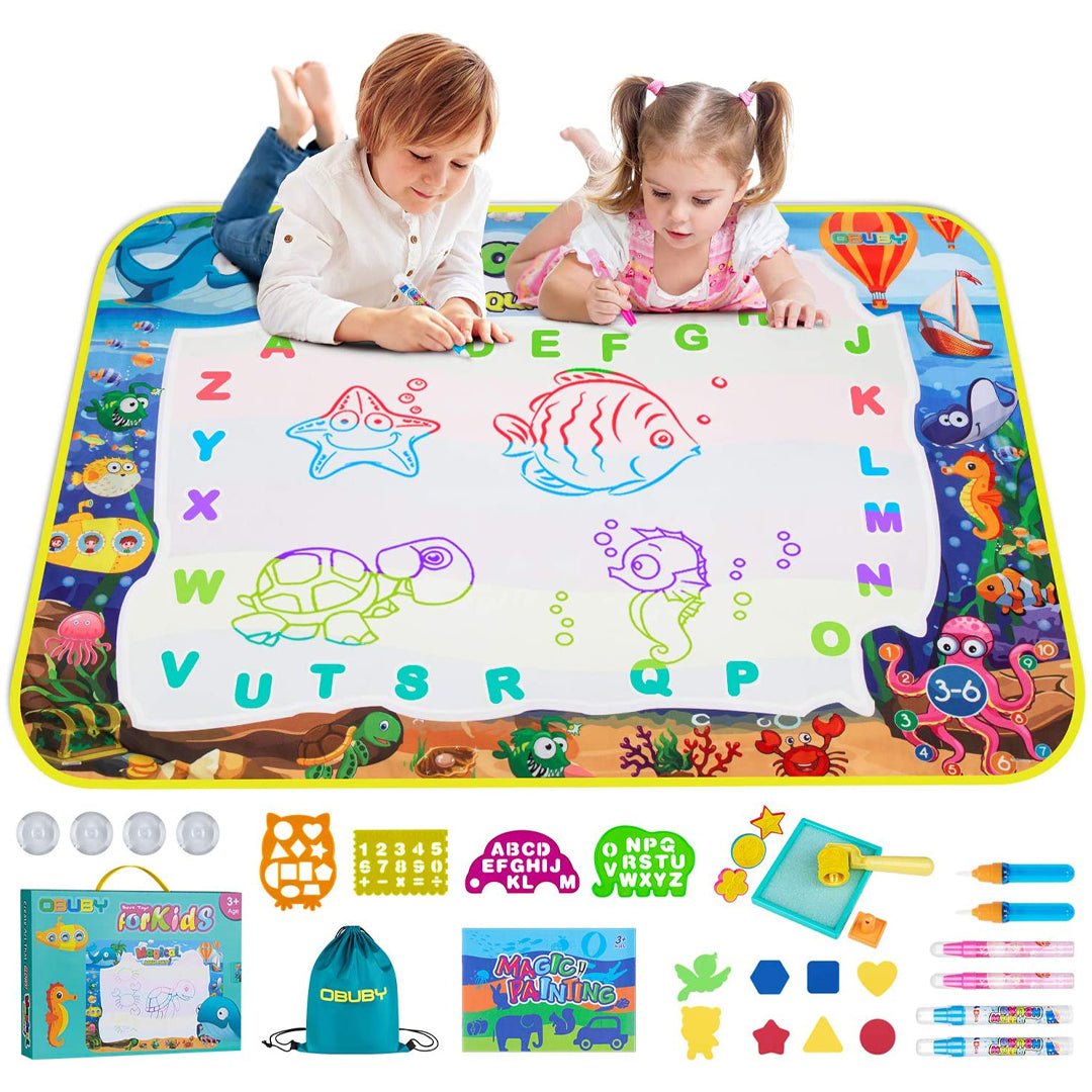 Obuby Water Magic Drawing Mat Kids 47x35 Inches Doodle Gifts Color Draw Board No Mess Coloring Painting Writing Educational Toys for Boys Girls Age