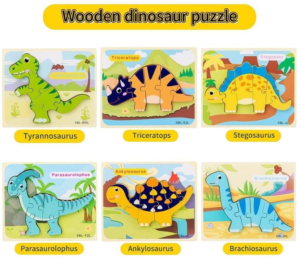 3D Dinosaur Puzzles 6 PACK - Project Montessori