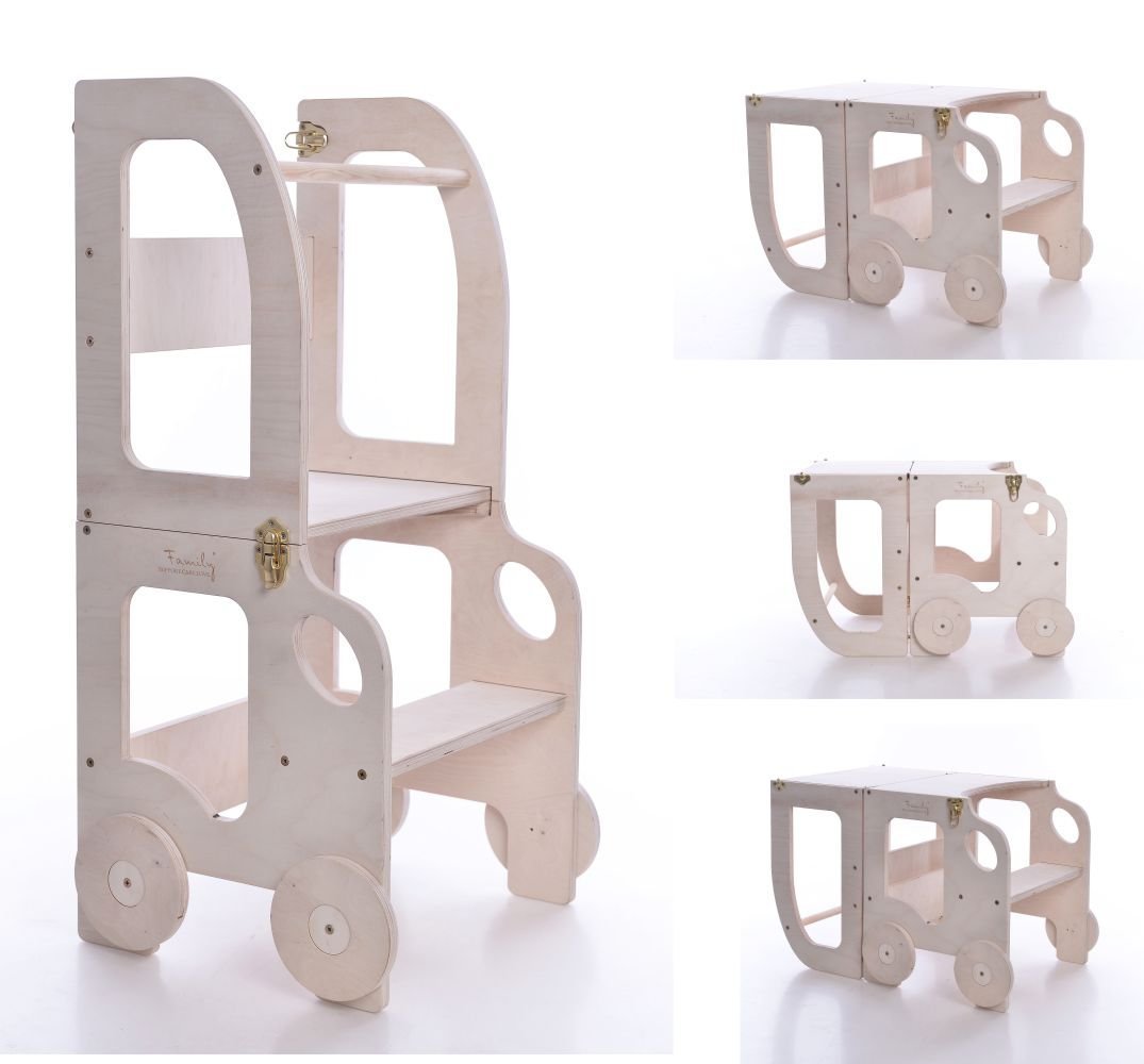 Montessori Kitchen Step Stool (not painted) – A versatile and foldable step stool designed for child safety and independence in the kitchen, fostering hands-on learning and skill development through everyday activities.