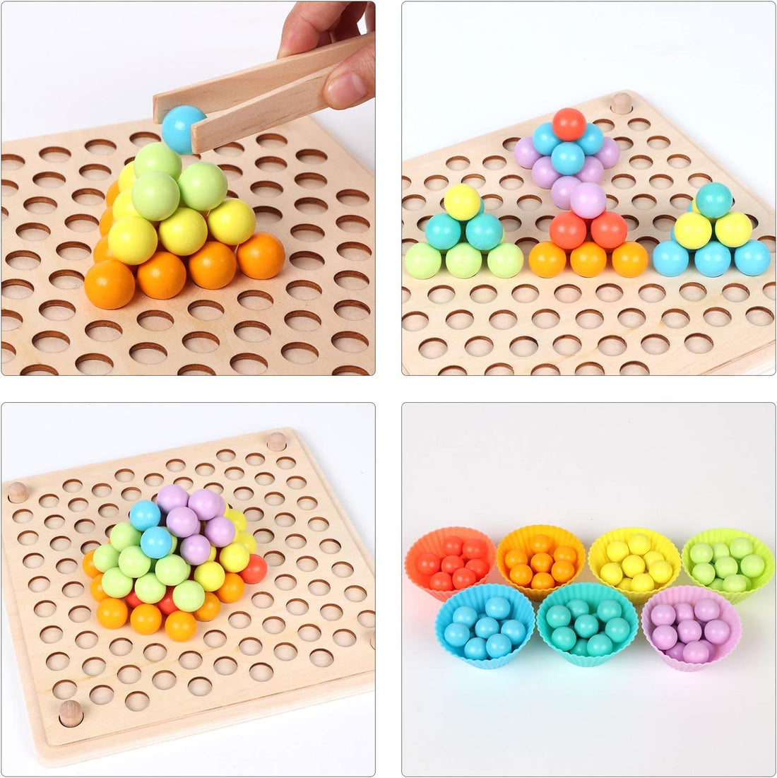 Wooden Peg Board Beads Game Project Montessori