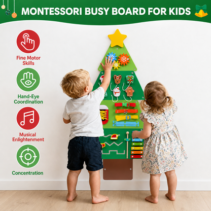Montessori Wooden Christmas Tree Busy Board