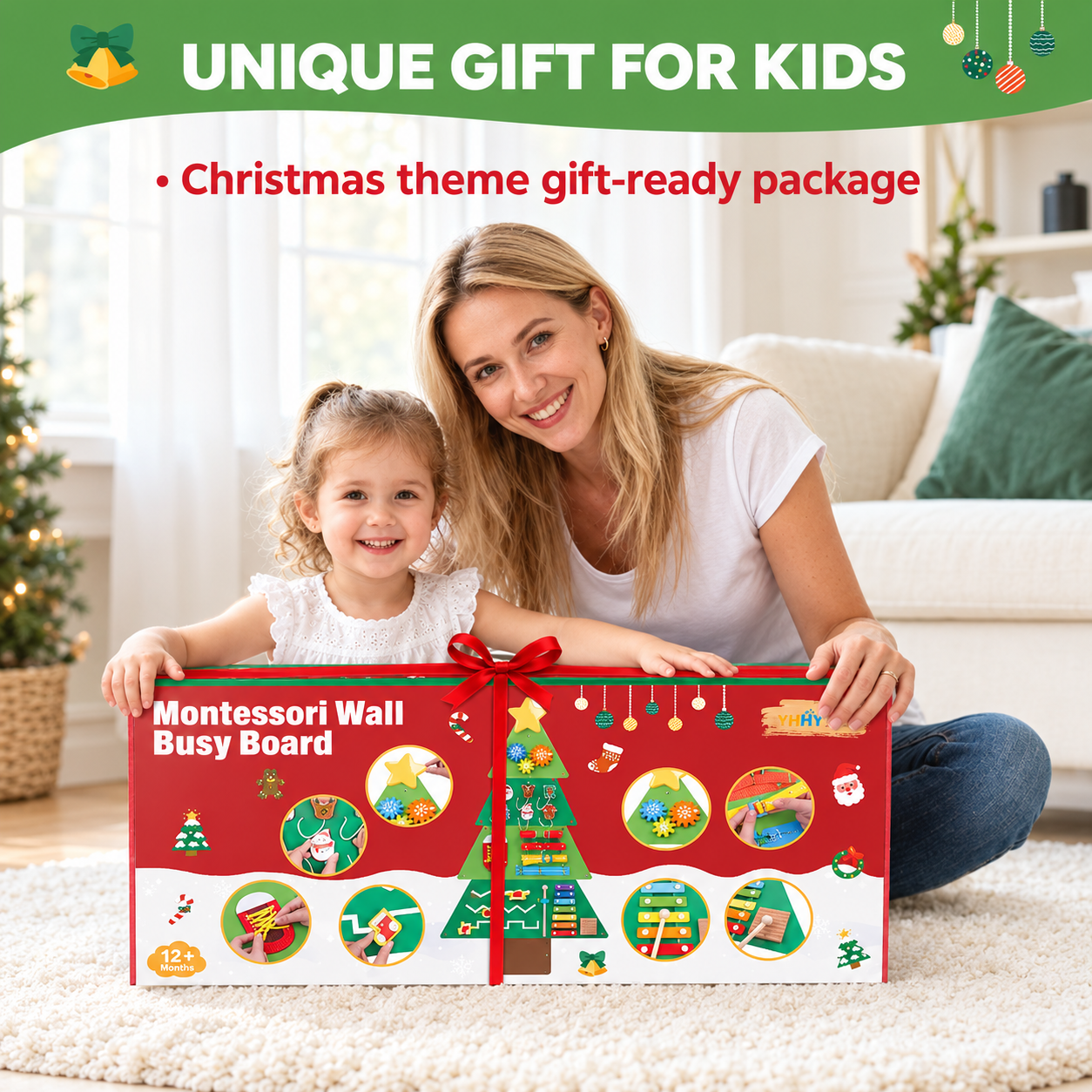 Montessori Wooden Christmas Tree Busy Board