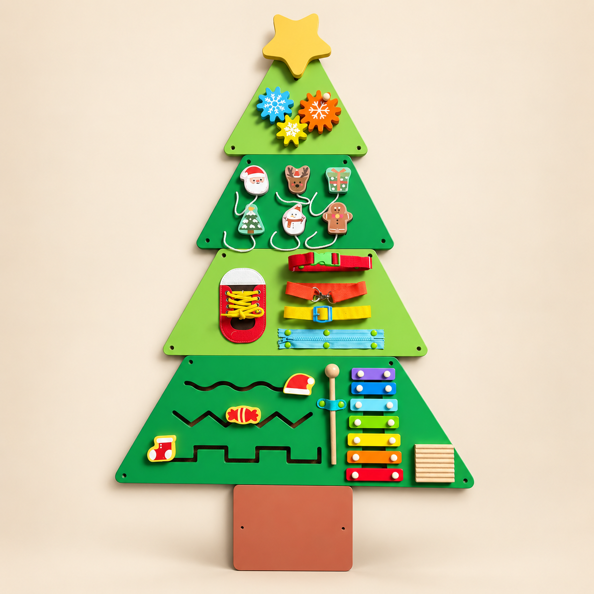 Montessori Wooden Christmas Tree Busy Board