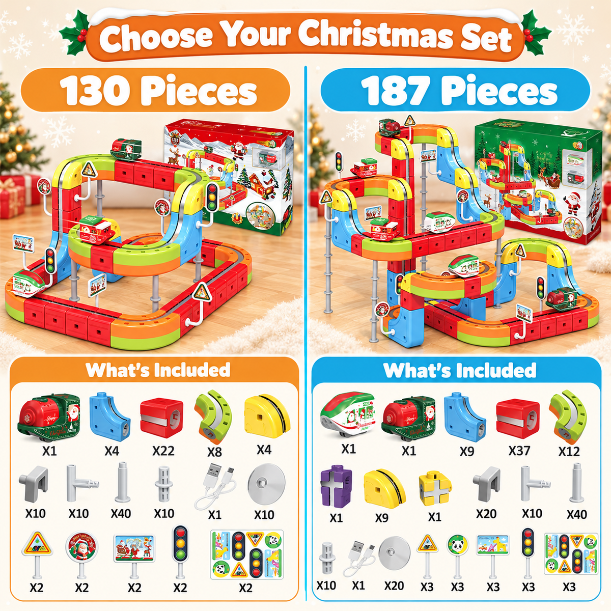Montessori Christmas Express Magnetic Train Set