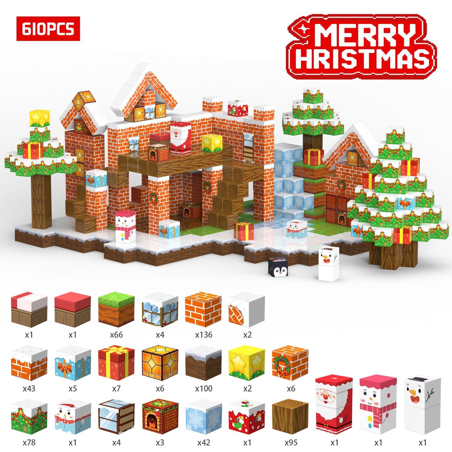 Montessori Christmas Magnetic Blocks