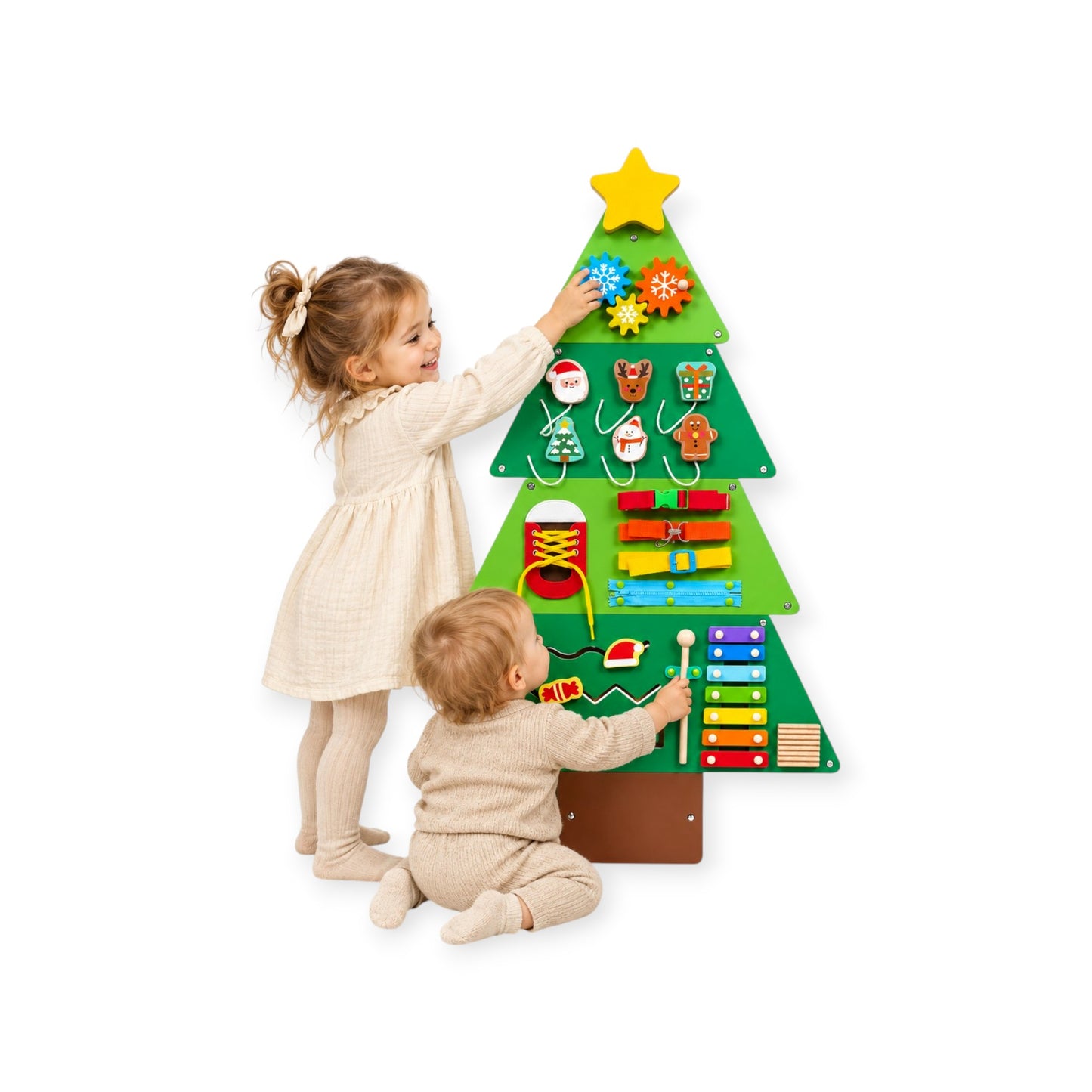 Montessori Wooden Christmas Tree Busy Board
