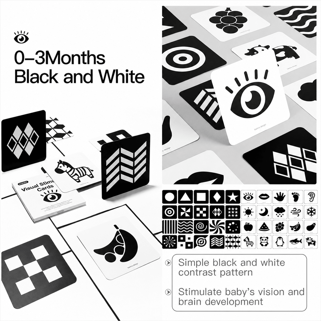 Baby High Contrast Visual Flashcards - Project Montessori