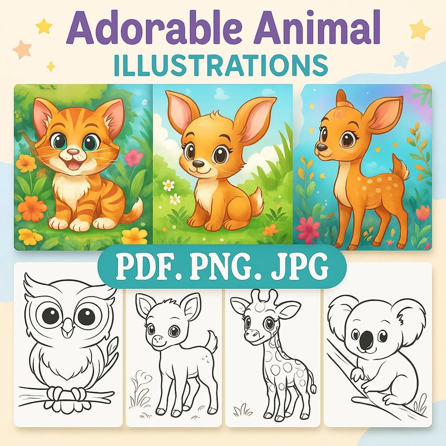 FREE 220+ Cute Animal Coloring Pages for Kids (Digital Download)