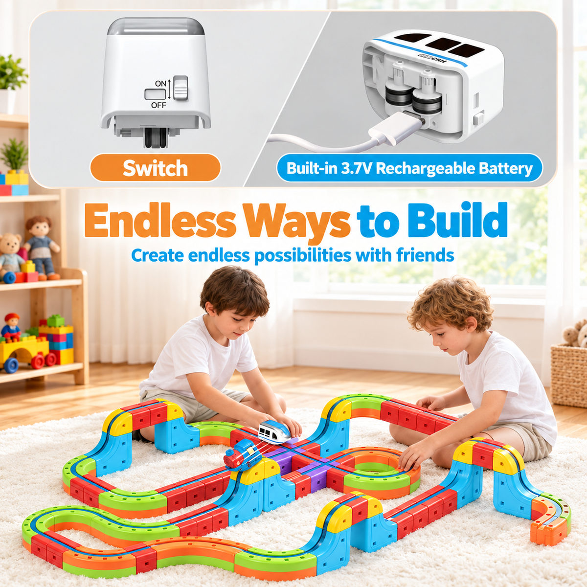 Montessori Adventure Rail Train - Project Montessori Building Toy