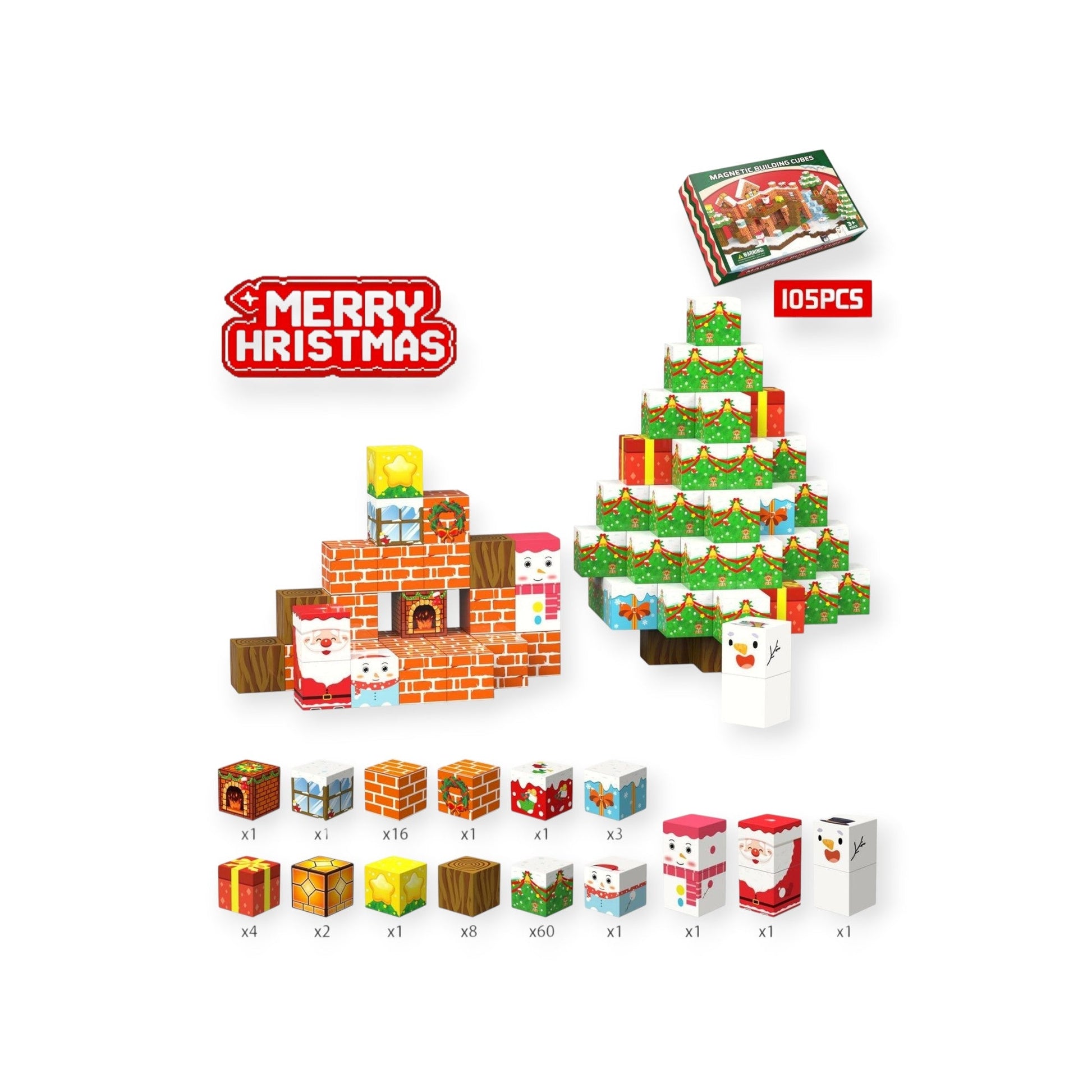 Montessori Christmas Magnetic Blocks - Project Montessori