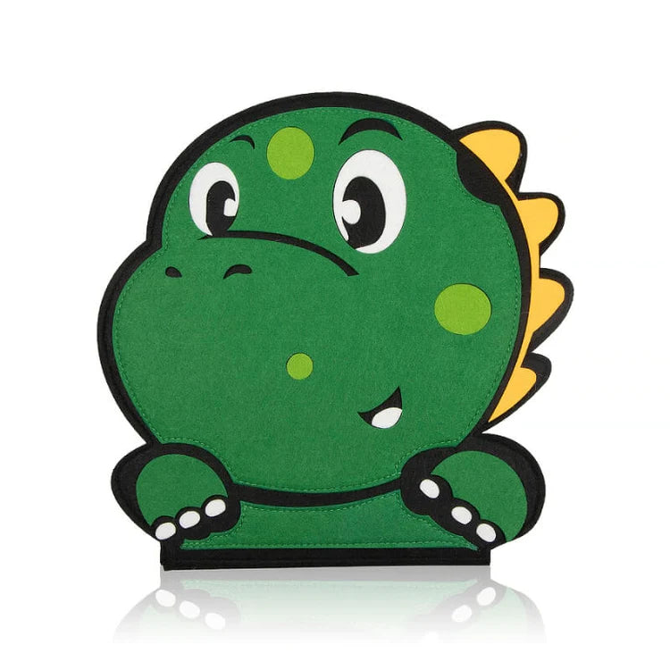 Montessori Dino Busy Board – Dinosaur-themed learning board featuring zippers, buckles, and gears for developing toddlers' fine motor skills and cognitive abilities.