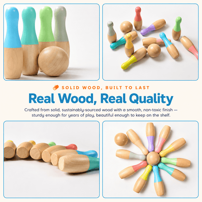 Montessori Rainbow Wooden Bowling Set - Project Montessori
