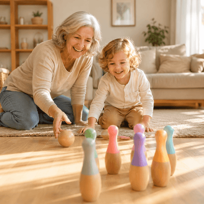 Montessori Rainbow Wooden Bowling Set - Project Montessori