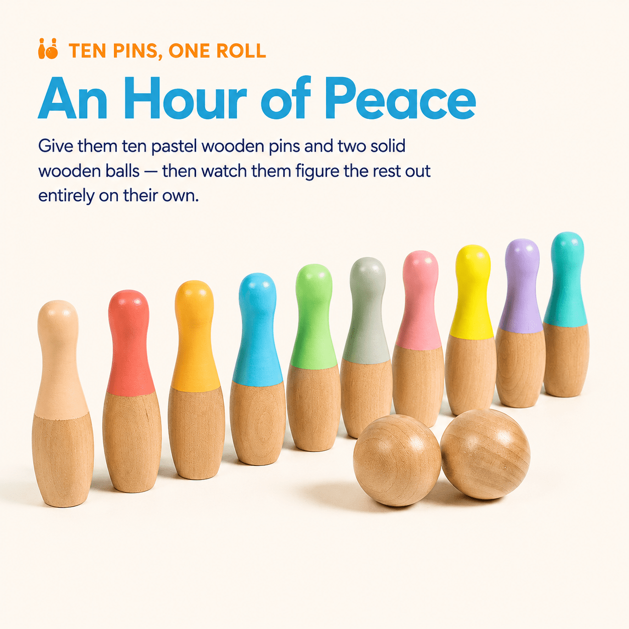 Montessori Rainbow Wooden Bowling Set - Project Montessori