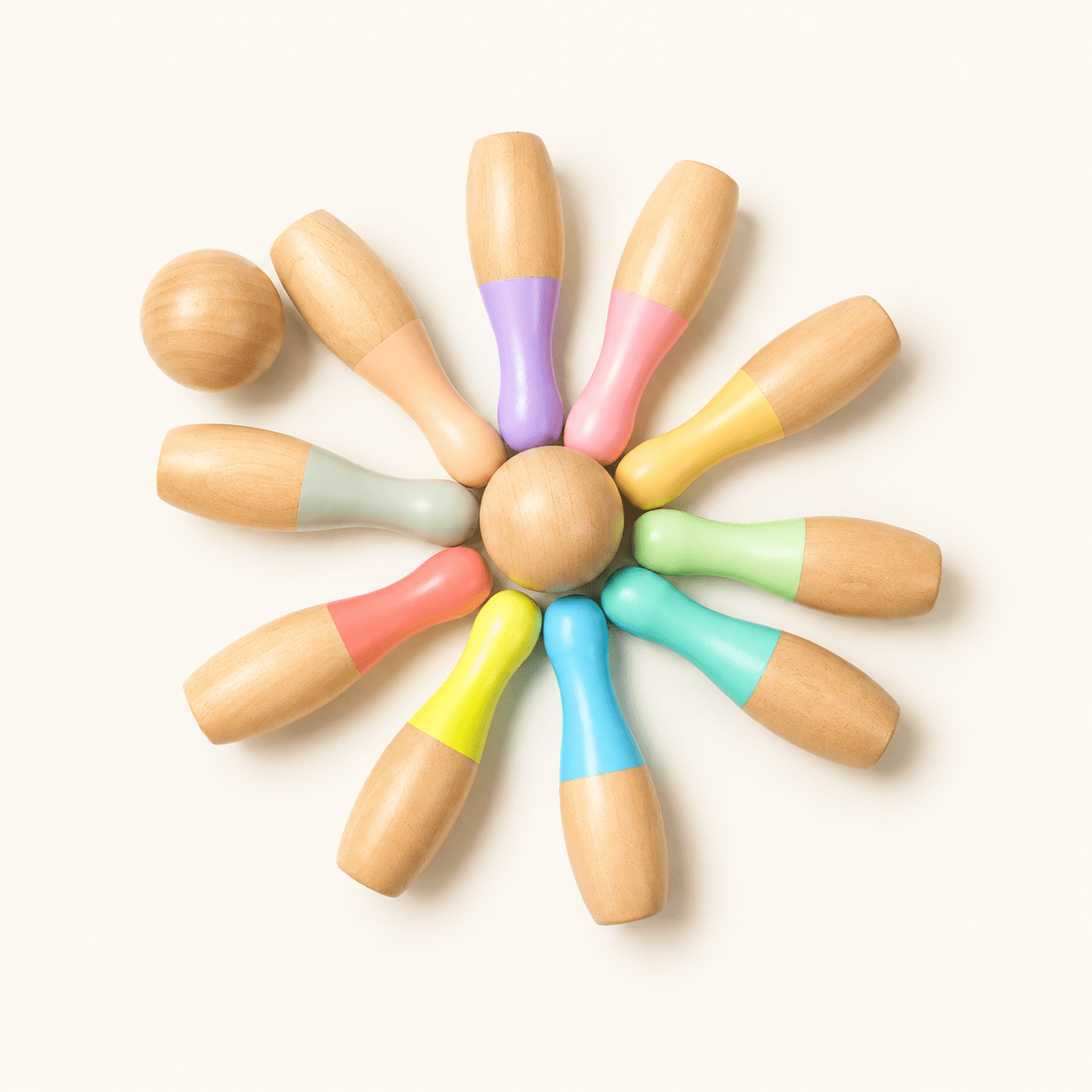 Montessori Rainbow Wooden Bowling Set - Project Montessori