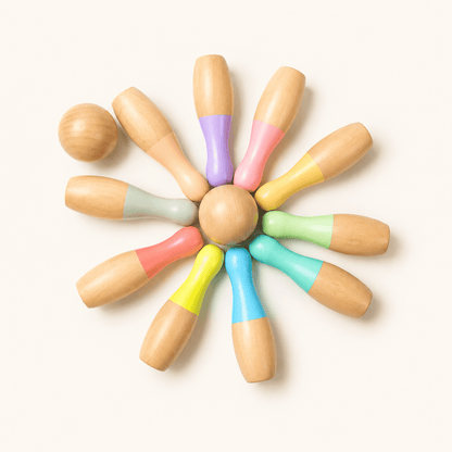 Montessori Rainbow Wooden Bowling Set - Project Montessori