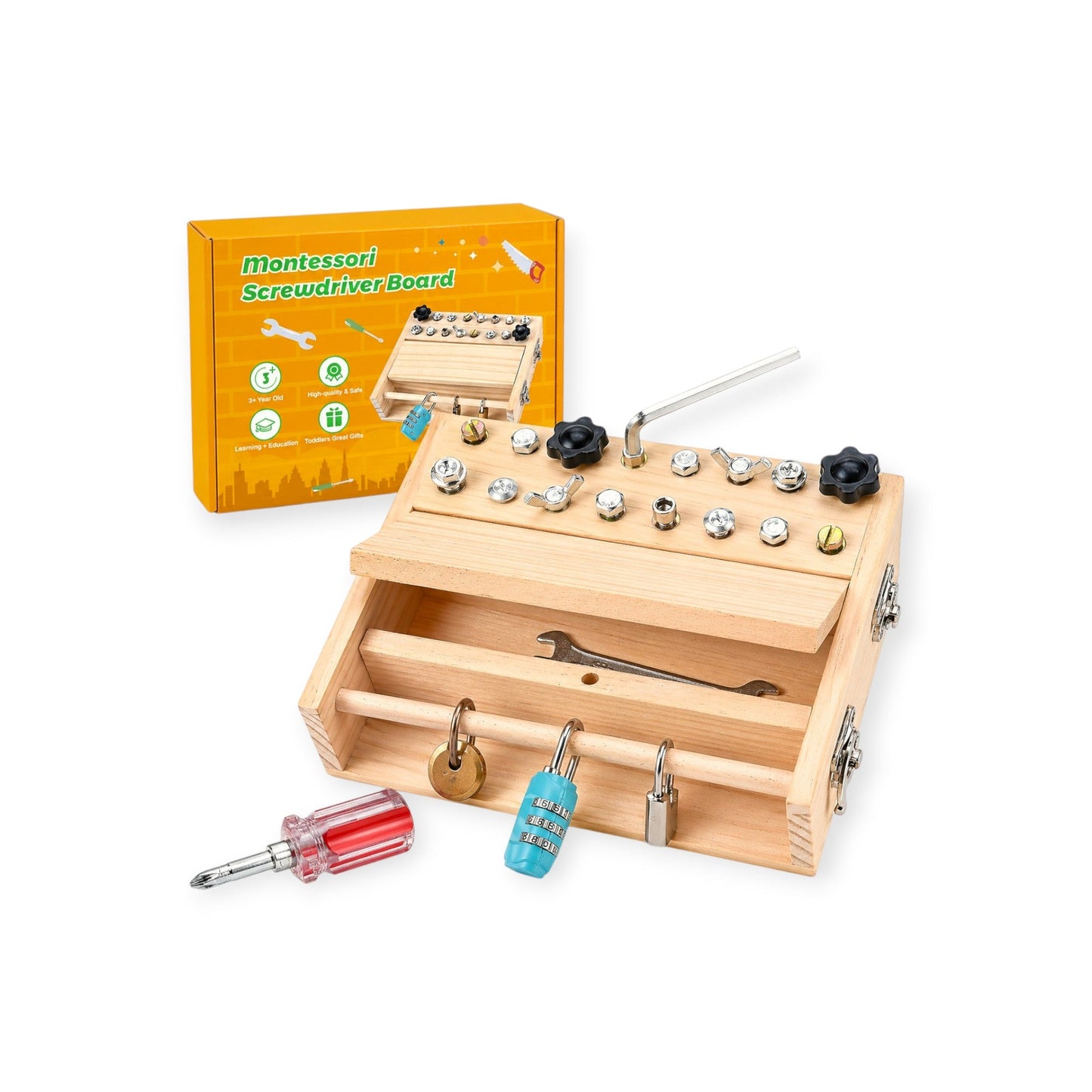 Montessori Screwdriver Board Set 18 - in - 1 - Project Montessori