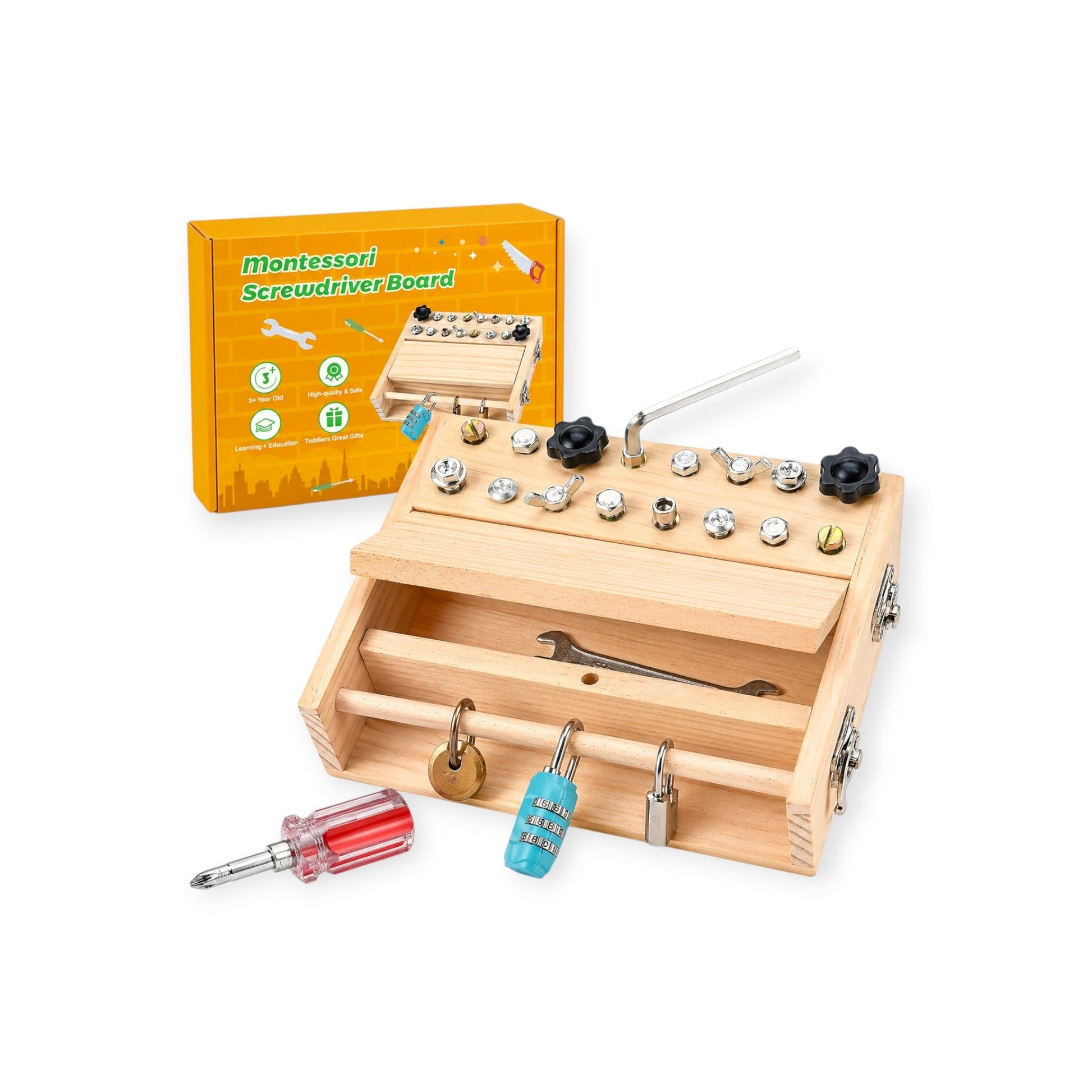 Montessori Screwdriver Board Set 18 - in - 1 - Project Montessori