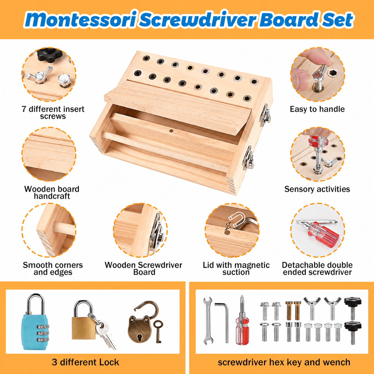 Montessori Screwdriver Board Set 18 - in - 1 - Project Montessori