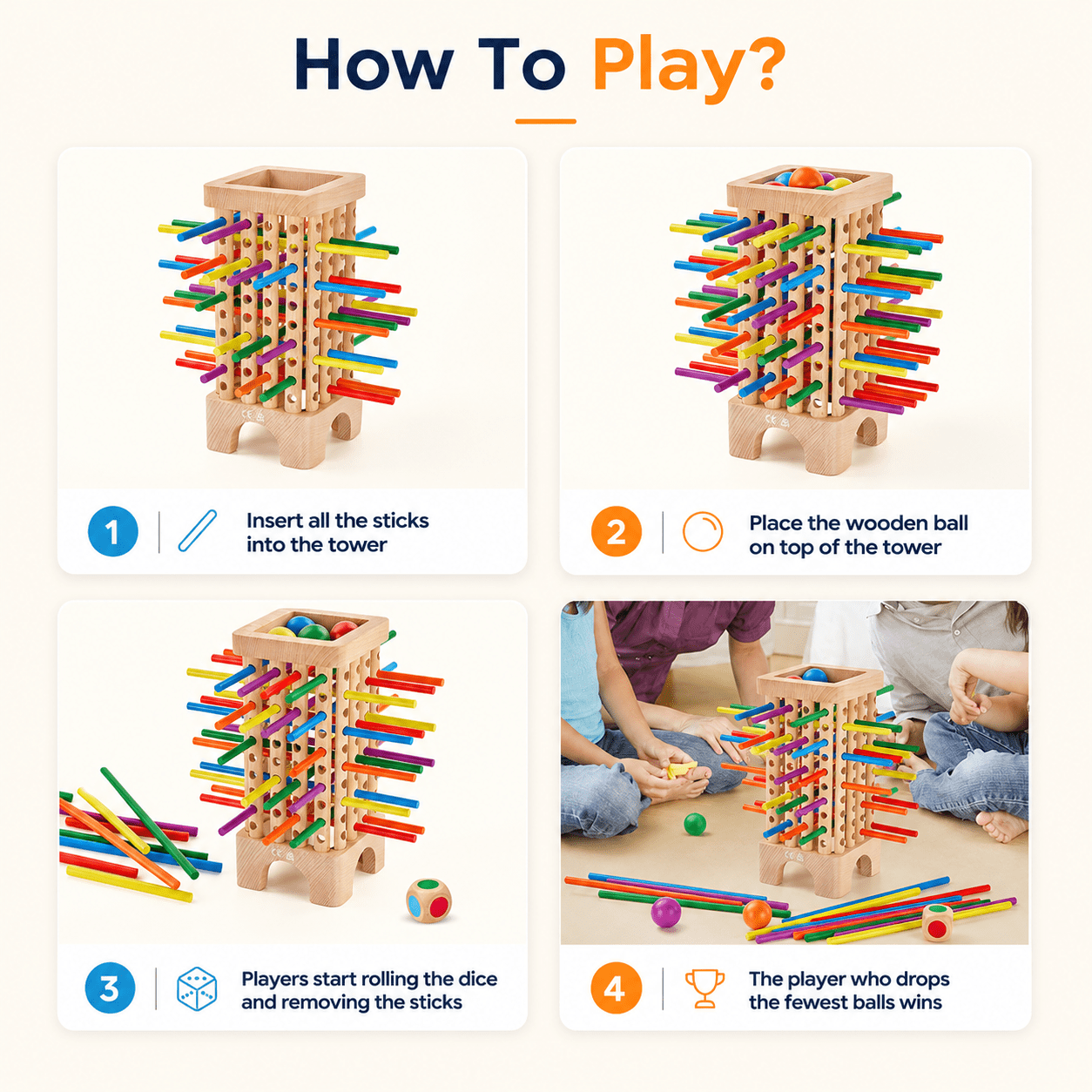Montessori Stick Drop Tower Game - Project Montessori