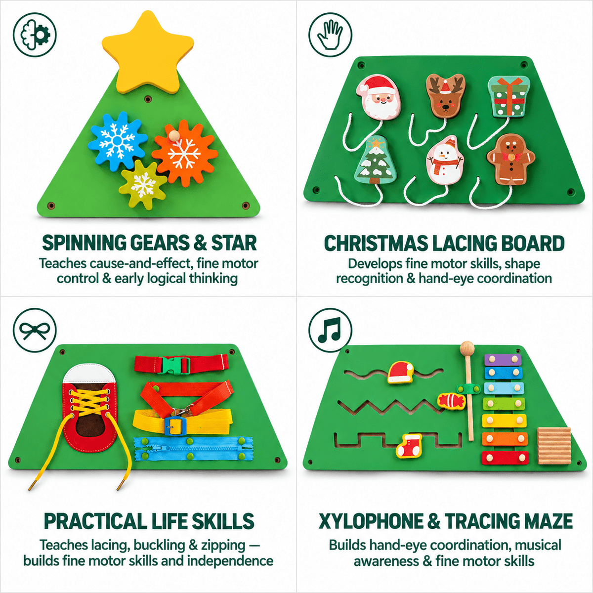 Montessori Wooden Christmas Tree Busy Board - Project Montessori