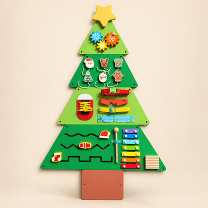 Montessori Wooden Christmas Tree Busy Board - Project Montessori