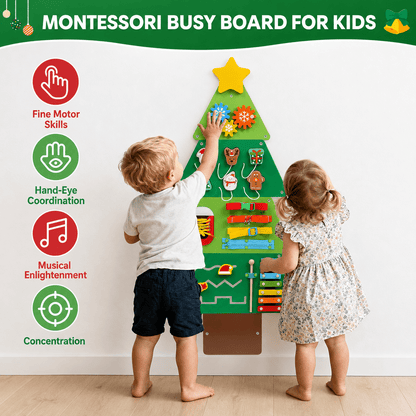 Montessori Wooden Christmas Tree Busy Board - Project Montessori