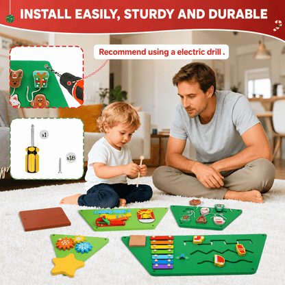 Montessori Wooden Christmas Tree Busy Board - Project Montessori