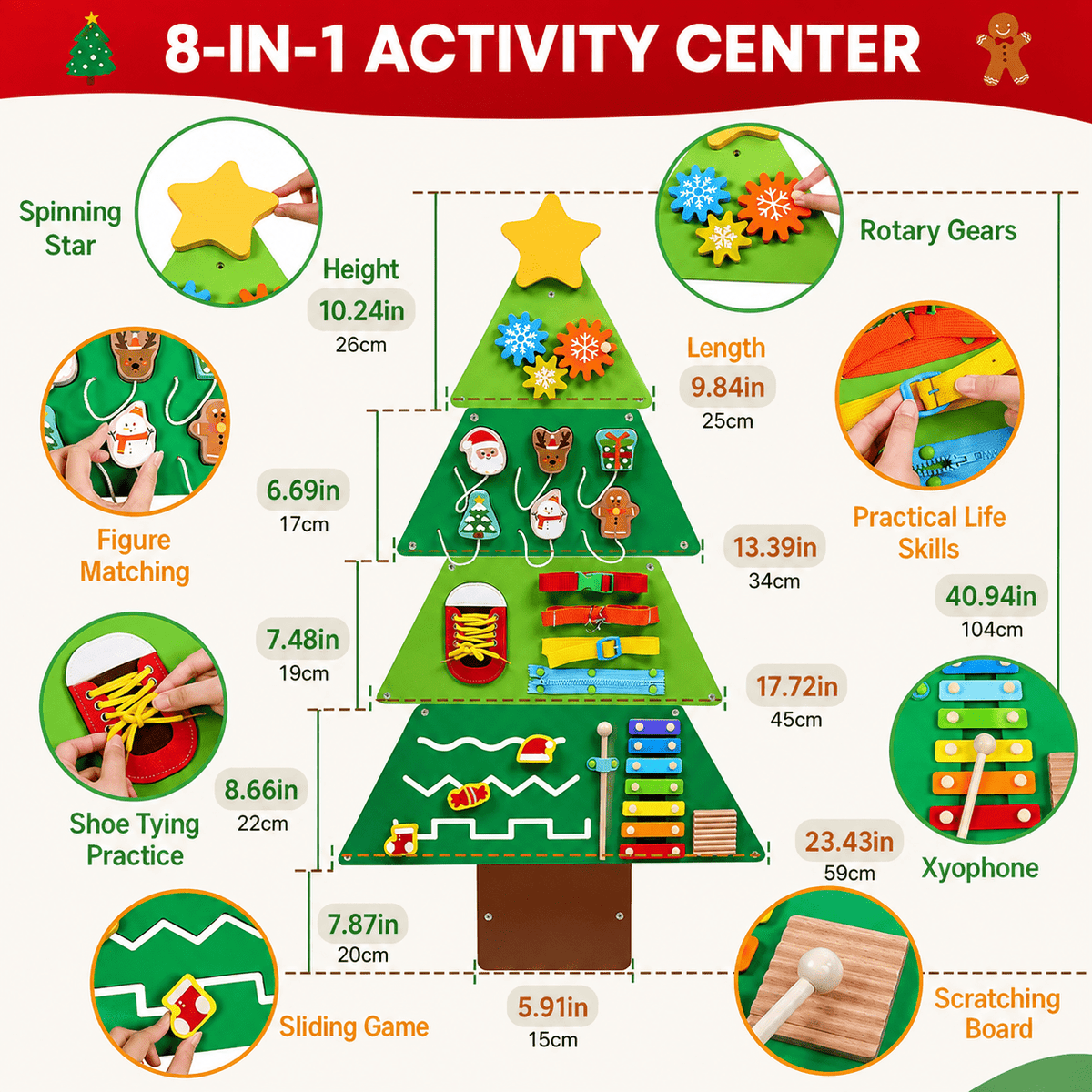 Montessori Wooden Christmas Tree Busy Board - Project Montessori