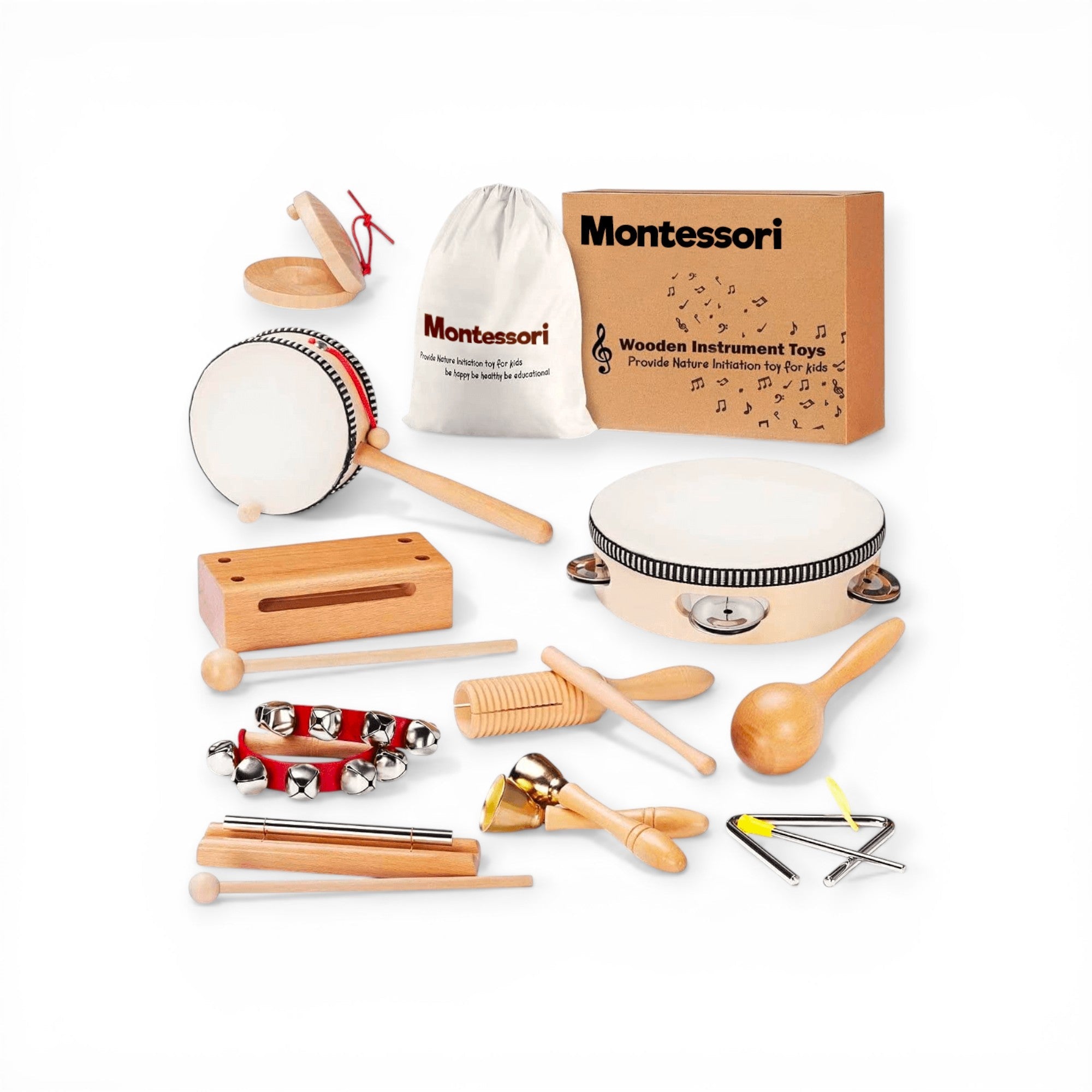 Montessori Wooden Music Instruments Set (10 Instruments) - Project Montessori