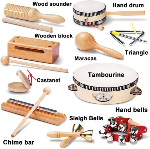 Montessori Wooden Music Instruments Set (10 Instruments) - Project Montessori