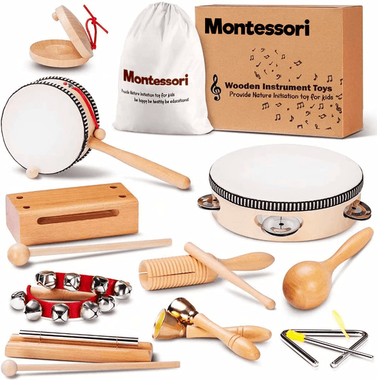 Montessori Wooden Music Instruments Set - 10 Instruments