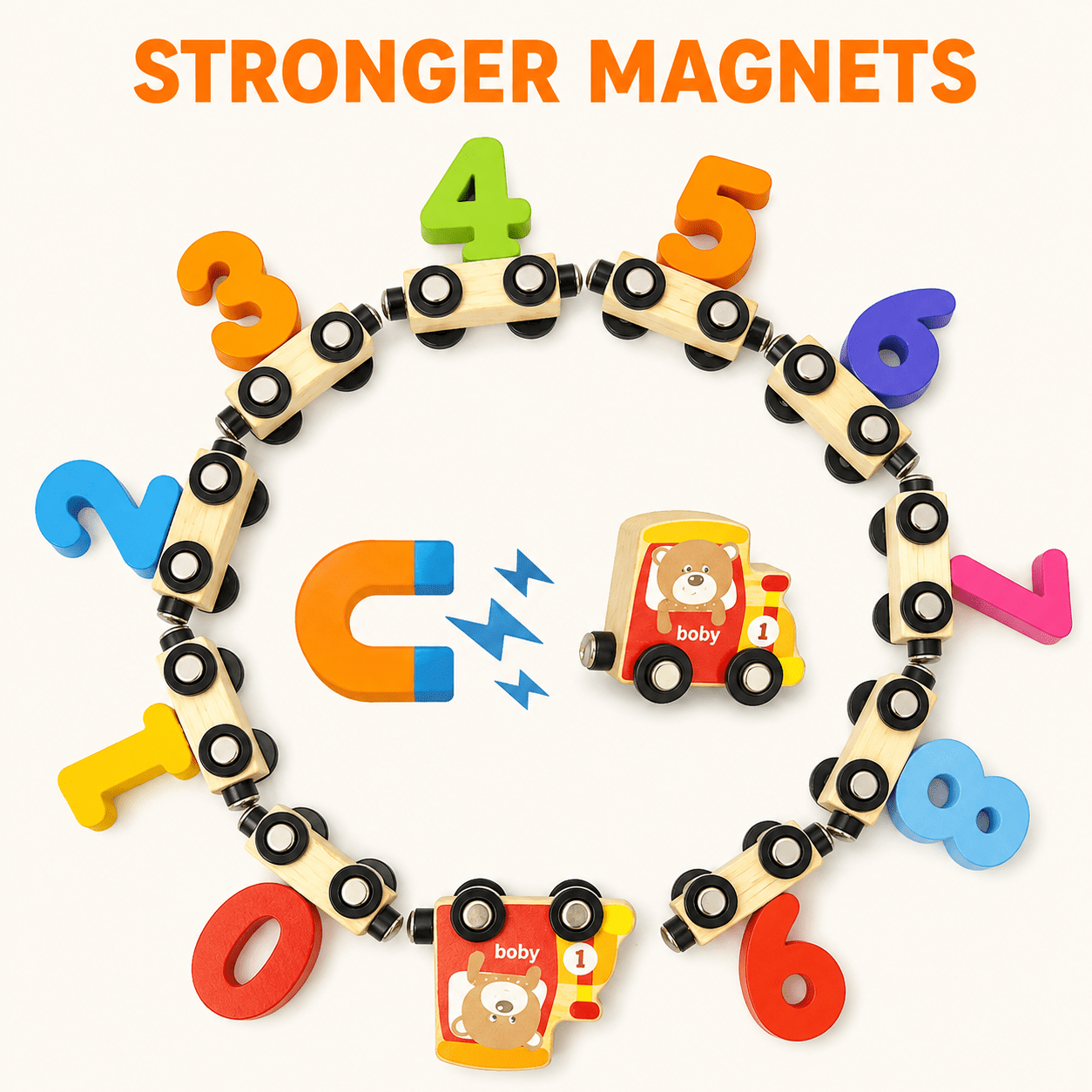 Montessori Wooden Number Train Set - Project Montessori Building Toy