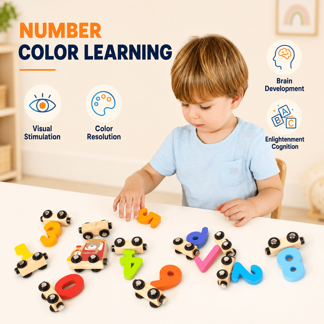 Montessori Wooden Number Train Set - Project Montessori Building Toy