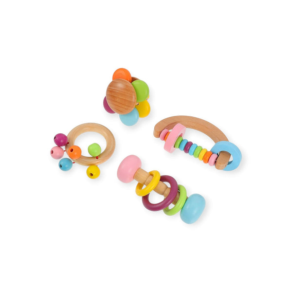 Montessori Wooden Rattles 4 Pack - Age 0 to 12 Months – Project Montessori