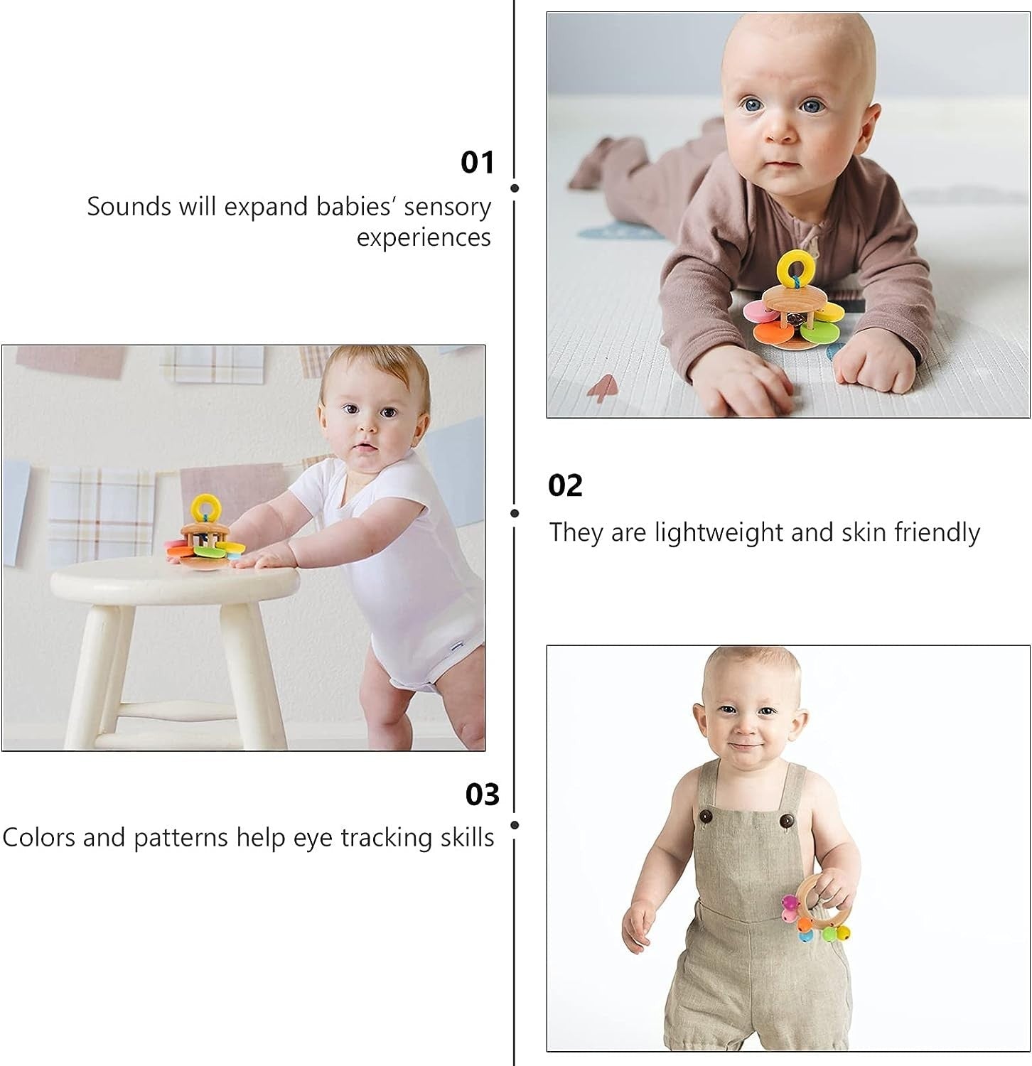 Montessori Wooden Rattles (4 Pack) - Project Montessori