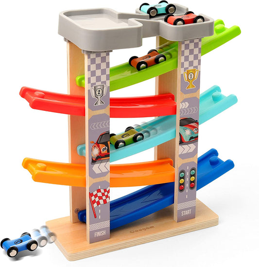 Best Seller: Wooden Car Race Track Ramp