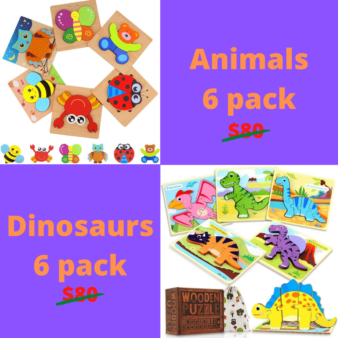 Animals & Dinosaur Puzzles 2x 6 PACK ($90 savings!) - Project Montessori