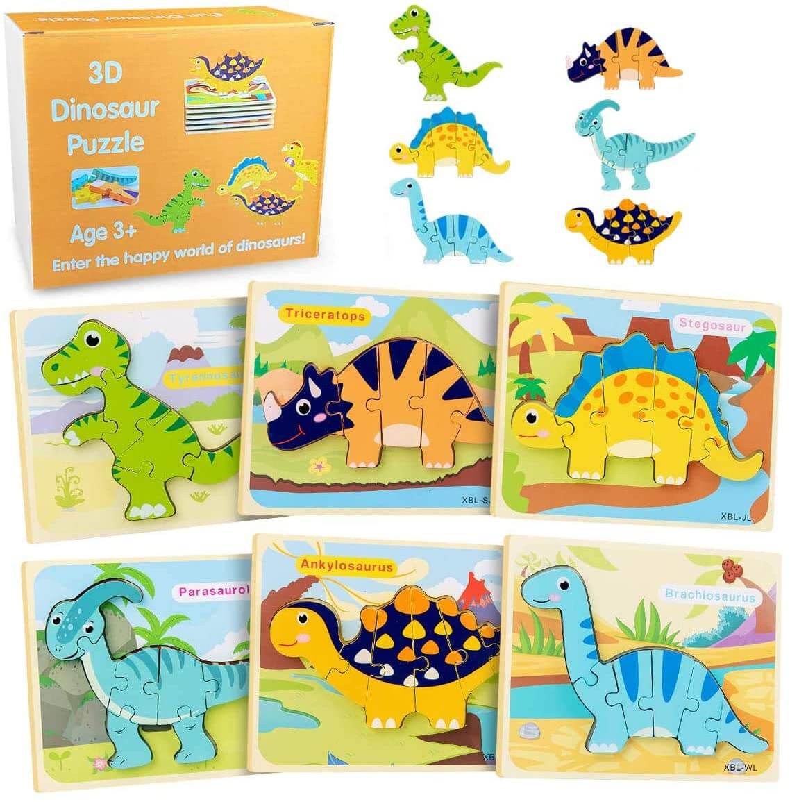 Best Seller: 3D Dinosaur Puzzles 6 PACK - Project Montessori