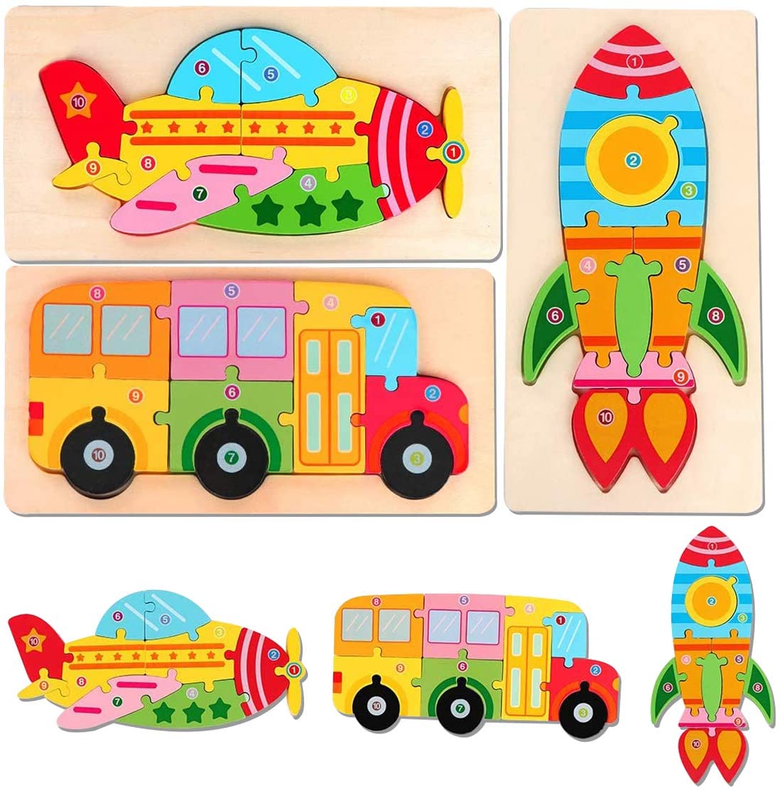 BIG Montessori Vehicles Puzzles (PACK OF 3 !) - Project Montessori